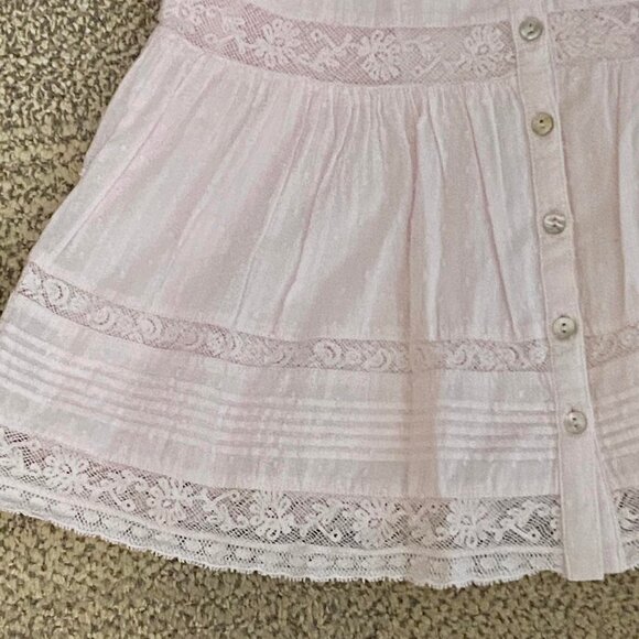 BNWT LoveShackFancy Rietta Cotton Lace-Trimmed Pink Babydoll Mini Dress XXS - Picture 2 of 4